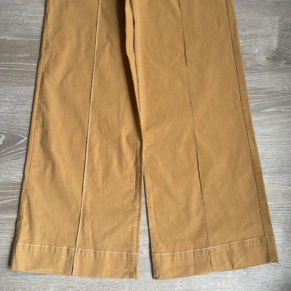 Anthropologie Maeve Linen Cotton Contrast Stitch High-Rise Wide-Leg Pants 2 - Picture 7 of 14